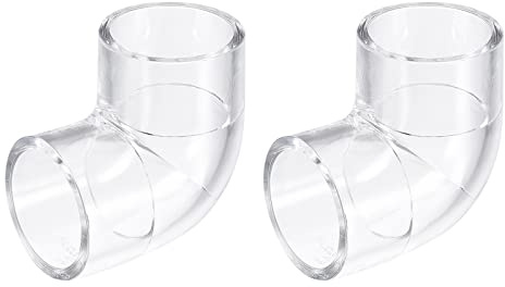 uxcell 2Pcs Clear Elbow Fitting, 32mm/1.26 2 Way Acrylic Elbow 90 Degree L-Shaped Pipe Fitting Adapter for Connecting Water Pipes