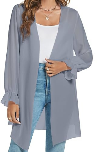 Famrrifuu Cardigan Donna Lungo Kimono Leggero Elegante Boho Copricostume Mare Maniche Lunghe Casual Cardigan