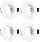 URing 4er Einbaustrahler GU10 Set Aluminium weiß Matt, Einbaustrahler Rahmen Einbaurahmen Spot Einbauspots inkl GU10 Fassung für LED Halogen, Rund Decken Einbauleuchten Lochdurchmesser 60-70mm, 230V