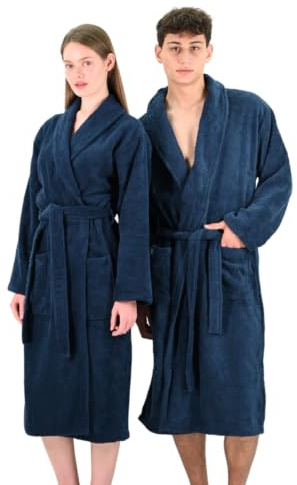 PandaHome Bademantel Damen und Herren aus 100% Baumwolle, Morgenmantel Frottee Kuschel, Saunamantel Warm und Kuschelig, 400 g/m²