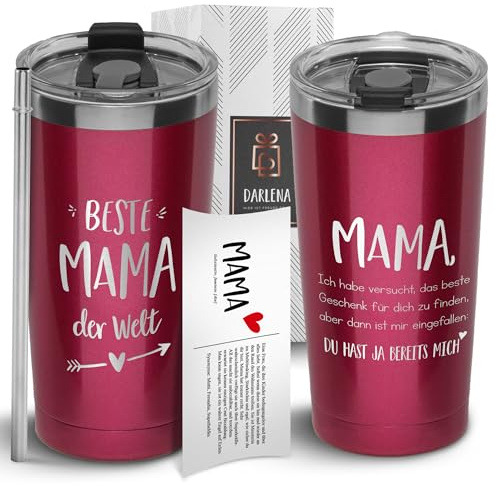 Darlena Thermobecher Beste Mama (Lustig) | Mama Geschenk, Geburtstagsgeschenk | Kaffeebecher to go mit Spruch | Lustige Geschenke für Mama zum Geburtstag, Muttertag oder Weihnachten | 500 ml