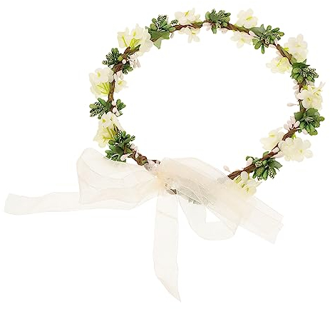Beavorty Blumen Kopfschmuck Verstellbar Weiß Stirnband Brautjungfern Hochzeit Haarschmuck Mädchen Hochzeitshaarband