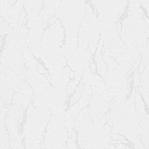 Erismann 08226-20 - Carta da parati in carta, struttura, 0,53 x 10,05 m, bianco, soggiorno, corridoio, ufficio, cucina, soggiorno