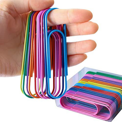 PMELCXD Bunte Papierklammern, 100 mm, 40 Stück, Vinylbeschichtet, für Büro, Schule und DIY