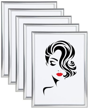 IDEAL TREND 3er 5er Set Classic Leichter Kunststoff Bilder Foto Rahmen Poster Schutz BD: Farbe: 5er Pack Silber | Format: 50x70