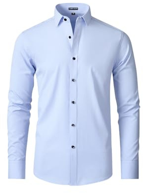 Casey Kevin Camisa Manga Larga Hombre Camisas de Vestir Formal de Negocios Camiseta Traje Slim Fit Dress Shirt