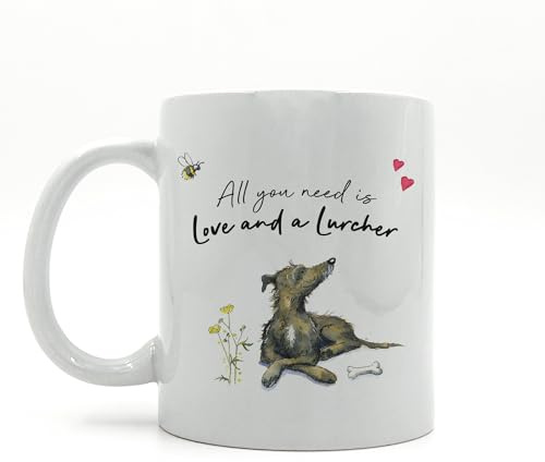 Image Industry Love and a Lurcher Ceramic Mug - Dog Lovers - Drinking Mug - Dog Mug