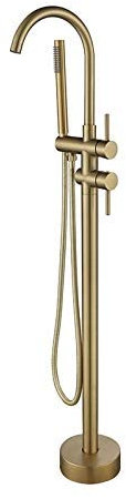Robinet de baignoire sur pied, mitigeurs de baignoire en or brossé, montés au sol