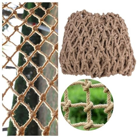 UHEKC Haustierschutz Hanfseilnetz 6mm Dick Starkes Und Verschleißfestes Netz, Drinnen Und Draußen Dekoratives Seilnetz Der Wand, Anpassbar (Color : 8cm mesh, Size : 4x6m(13x20ft))
