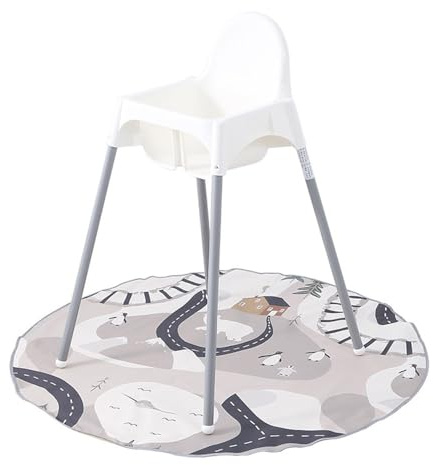 Treer Hochstuhl Bodenmatte Baby Runde Moderne Graue Hochstuhl Unterlage Bodenschutzmatte für Unter Hochstuhl, Spritzmatte Wasserdicht Rutschfest Krabbelmatte Baby Spielmatte (Wald)