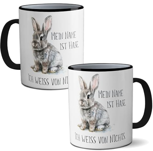 Kilala Keramiktasse Aquarell-Hase Kaffeebecher Teetasse Bunny Ostern Geschenk Geburtstag (Meine Name ist...)