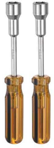 sourcing map 2pcs Metric Nut Driver 13mm 45# Carbon Steel Non-Magnetic 6 Point Hexagon Socket Wrench Screwdriver with Anti-Slip Handle for Auto Repair