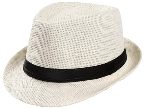 FULUJIDI Fedora Trilby Filzhut Hut Unisex Frauen Männer Mode Lässig Trendy Strand Sonne Stroh Panama Jazz Hut Cowboy Hut Ht6775Wt