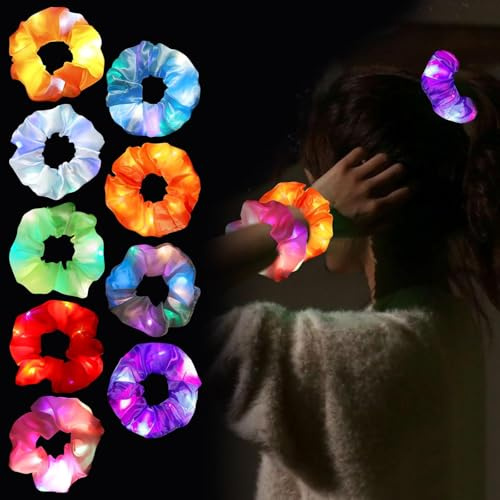 9 Stück Leuchtende Haarbänder, LED Haarschmuck Leuchtend, Hair Glow für Party, Kostümpartys, Karneval