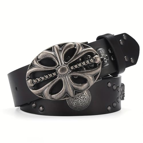 YUEZHAN Gürtel Herren Damen Gürtel Retro Denim Punk Nietengürtel Herrengürtel