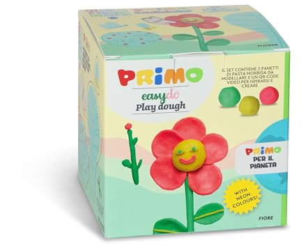 PRIMO – Knete Dermatologisch Getestet 95% Pflanzliche Herkunft, Modellierbare Kinderknete, 3 Farben 60g für Modellieren, Kinderspielzeug 4 J für Kreative Arbeiten und Hobby, Nicht Schmutzig Hände