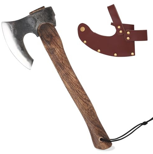 Wikinger-Axt, handgefertigt, Jagd, Camping Hachet, Outdoor-Beil, nordische Camping-Überlebensaxt,Bushcraft Beil für Outdoor-Abenteuer 1095 Kohlenstoffstahl, Palisandergriff, Weihnachtsgeschenkidee