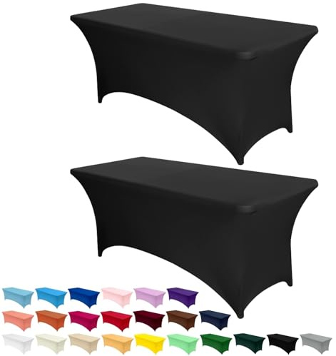 AMFUN Tovaglia Estensibile, 2 pezzi Tovaglie in Spandex Fitted 4FT, Copritavolo in Spandex, Stretching Tovaglia Rettangolare con Alta Elasticità per Feste Banchetti Eventi