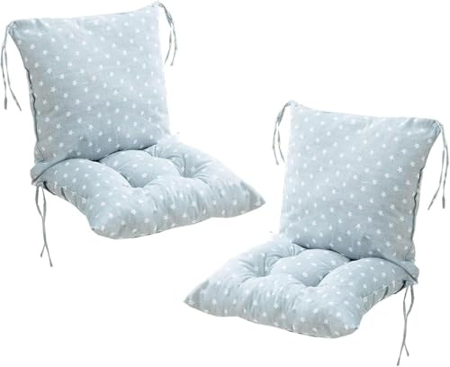 Ataoyus Juego de 2 cojines para silla de jardín con cojín de respaldo, cojines para sillas de exterior, cojines de silla de jardín, 40 x 80 x 7 cm, cojín de respaldo alto para exteriores e interiores