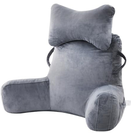 YORKING Reading Pillow, Cuddle Cushion with Detachable Neck Roll & Higher Support Arm, Backrest Support Pillow Lumbar Cushion Sofa Back Support Chair Bed Rest for Reading Relaxing Watching TV, L