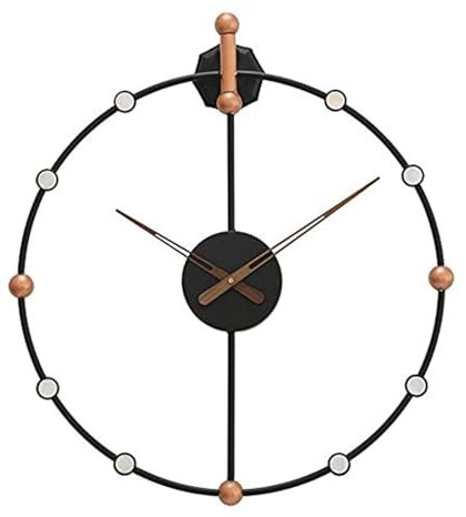 JLVAWIN Orologi Orologio da parete oversize da 24 pollici, orologio industriale vintage in metallo, orologio silenzioso a batteria for interni ed esterni for soggiorno, patio - Nero
