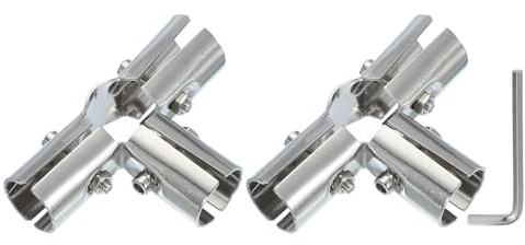 PATIKIL 1 4 Way Pipe Clamp Connector, 2 Pcs Stainless Steel Chain Link Fence Clamps for Coat Racks Store Shelves Bracket Rail Project Pipe Connectors, Silver