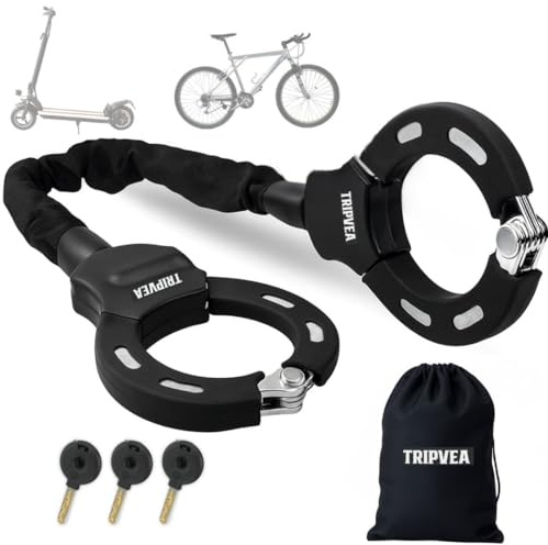 Tripvea – elscooter lås med handbojor – 90 cm förstärkt kedja och högsäkerhetslås – perfekt för elskoter, cykel och barnvagnar – inkl. 3 nycklar