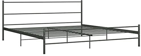 HEFZGDB Bettgestell Grau Metall 200×200 cm Jugendbett Bettgestell Familienbett Doppelbett für Schlafzimmer Herberge Wohnbereich Gästezimmer