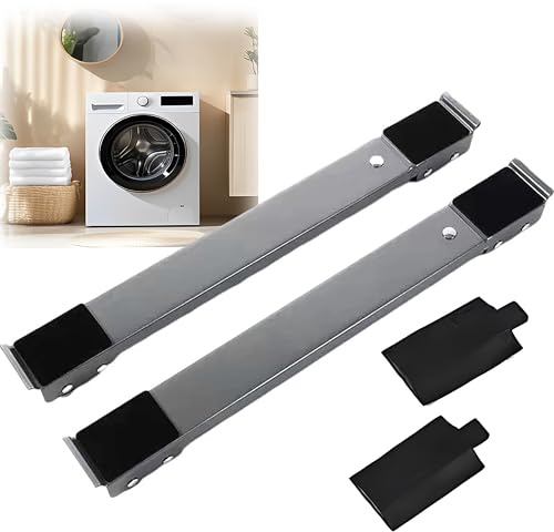 CHSG Ruedas para Mover Muebles, Ruedas de Muebles de Acero Inoxidable, para Lavadora Nevera Secadora Congelador Hasta 300 kg, Ajustable Extensible Soporte Lavadora Rodillo Base (argentato)