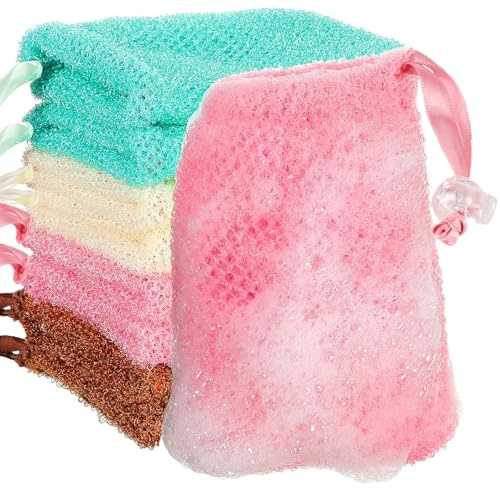 8 Stück Seifensäckchen, Buntes seifenbeutel mit Kordelzug, Seifensäckchen für Feste Seife, Seifenbeutel für Feste Seife zum Duschen für Aufschäumen und Trocknen von Feste Seife (4Farben)