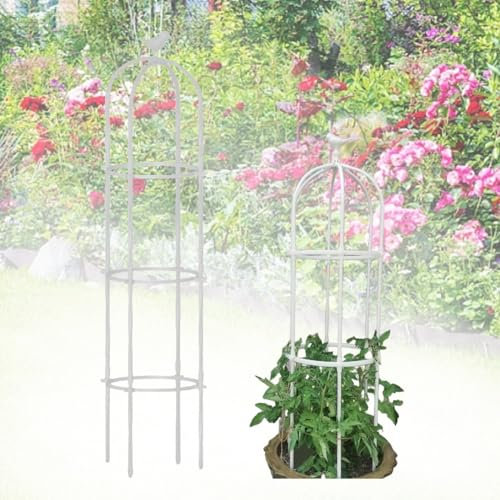 Generisch Rankhilfe Obelisk, Garten Rankobelisk Metall, Ranksäule Für Kletterpflanzen, 50x180cm 50x230cm 50x280cm 50x330cm 1pcs Rankhilfen für Rosen und Blumen Tomaten(Weiß,230cm/7.5ft)