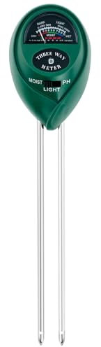 Misuratore Umidità del Terreno 3-in-1, Suolo Acqua Monitor, Tester pH Suolo, Sensore Luce Solare, Igrometro per Piante in Vaso, Soil Tester Giardinaggio, Contatori del Suolo Senza Batterie