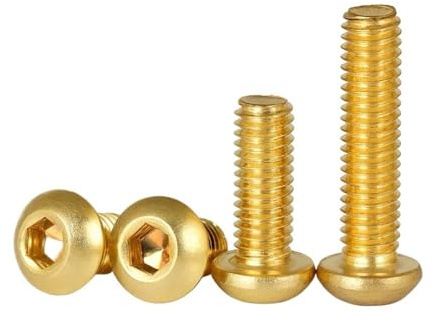 Metallschrauben 1–20 Stück Messing-Knopfschrauben mit Flachkopf M2 M2,5 M3 M4 M5 M6 M8 M10 M12, Innensechskantschrauben aus reinem Messing mit runder Kappe(M4x6mm(20pcs))