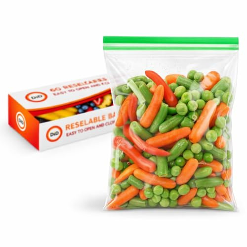 60 Reusable Zip Lock Bags 16x16cm – Leakproof Food Storage Bags | BPA-Free Freezer & Sandwich Bags for Snacks, Fruit & Meal Prep