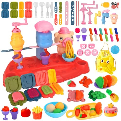 ZUSUZU Juguete Creativo de plastilina para niños,65 Piezas Plastilina Juguetes,máquina de Fideos,moldes para Helados y Dumplings,Entre Otros Accesorios,Regalo Juegos Educativos Niños 3+ Años