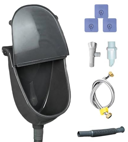 Wandmontiertes Urinal Mit Deckel,Spülbares Bad Urinal,Verstellbarer Spülmechanismus Mit Schlauch Für Haus Garten Camping