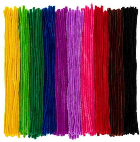 Ideen mit Herz 250 alambres de chenilla en 10 colores, limpiador de pipas para manualidades, limpiador de pipas de colores, 30 cm de largo, 6 mm de diámetro (surtido de colores 2)