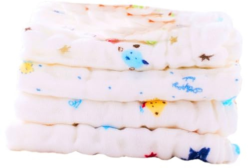 Toalla de Lactancia para Ñiño 4 Piezas Algodón Puro Gasa | Seis Capas Color Aleatorio Alta Transpirabilidad y Absorción Rápida , para Llevar en Bolso Maternal y Uso Casa