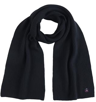 Brooks Brothers Signature Wool Ribbed Knit Scarf for Men - Men's Luxury Winter Scarf, 68-inches x 10-inches, Black