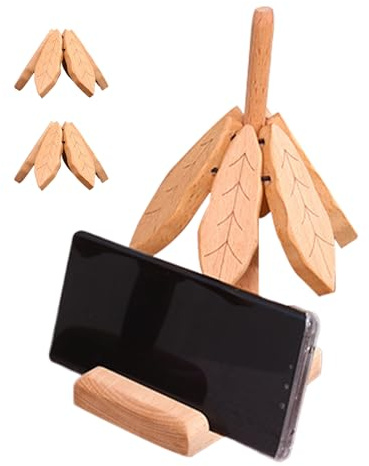 Nudorpn Naturligt underläggsset, värmebeständiga och halkfria träunderlägg, värmebeständigt underlag med hållare för smartphone | för köksbord restaurang krukor