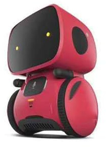 Röststyrd leksaksrobot med pekdetektering, intelligent och interaktiv robot för barn från 3 år och äldre - promenader, sång, inspelning, efterliknar tal/dans (röd)