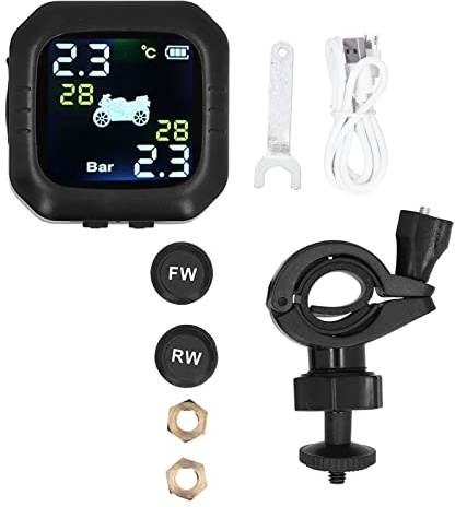 Reifendruckkontrollsystem IP67 Wasserdicht mit 2 externen Sensoren USB-Aufladung für Motorräder
