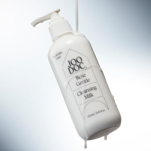 JOODOC Rose Gentle Cleansing Milk, 68% Damascena Rose Water + Ceramide & Marula Oil, Low-pH Face Cleanser, 250ml/8.45fl oz