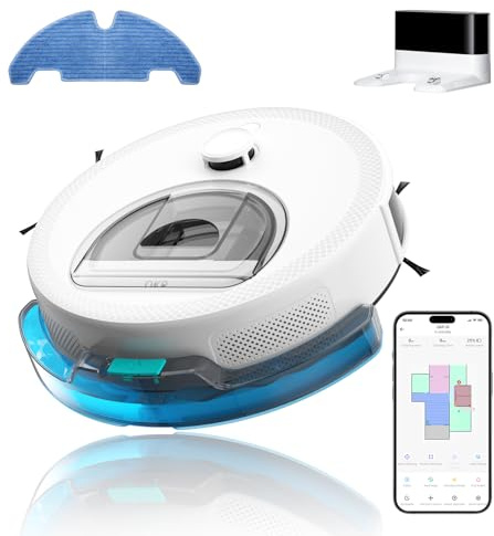 OKP Robot Vacuum Cleaner with Mop, 6000Pa Suction, dToF Laser Navigation,Smart Mapping, 160Min Runtime, Auto Carpet Boost, WiFi/APP/Alexa Voice Control, Robotic Vacuum for Carpets Pet Hairs