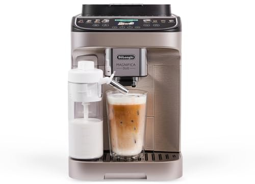 De’Longhi Magnifica Duo – Perfetto Automatisk Kaffemaskin LatteCrema, Automatisk Mjölkskumning, Färgskärm, Borstad Silver (ECAM332.80.SXB) | Bean to Cup, Hot&Cool LatteCrema Automatisk mjölkskummare, en-touch varm och kall dryck, kall bryggning, färgskärm
