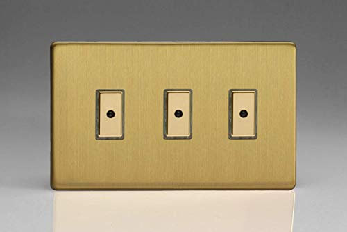 Varilight V-Pro Eclique2 LED Dimmer Switch Remote/Tactile Touch 3-Gang | Brass