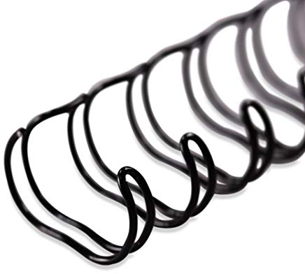 Drahtbinderücken für Bindungen 3:1 (34 Ringe), 6,4 mm, 100 Stück, SCHWARZ, für ca. 45 Seiten - für Ringbindungen