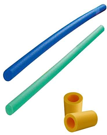 EXPLORER Poolnudel Schwimmnudel 160x7 cm aus PU-Schaum (2 Stück + Verbinder, Grün/Blau)