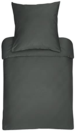 Bassetti Uni Bettwäsche aus 100% Baumwollsatin in der Farbe Anthrazit 1729 - E6, Maße: 155x220 cm - 9296049