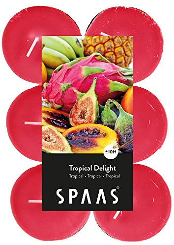 Spaas 12 maxi lumini profumati, Cera di paraffina, tazza in alluminio, Rosso vero., D 58 mm x H 24 mm